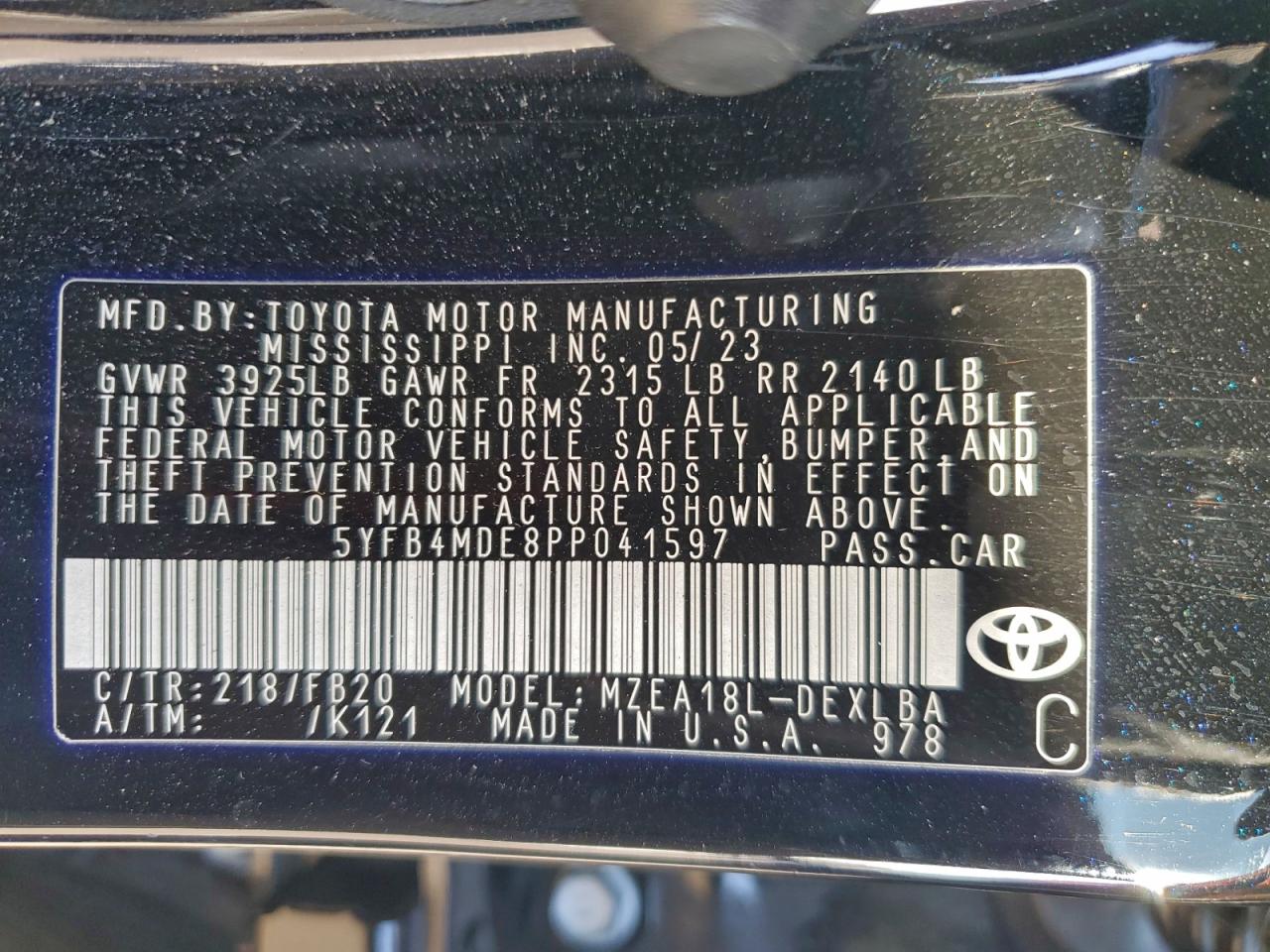 2023 TOYOTA COROLLA LE photo 23