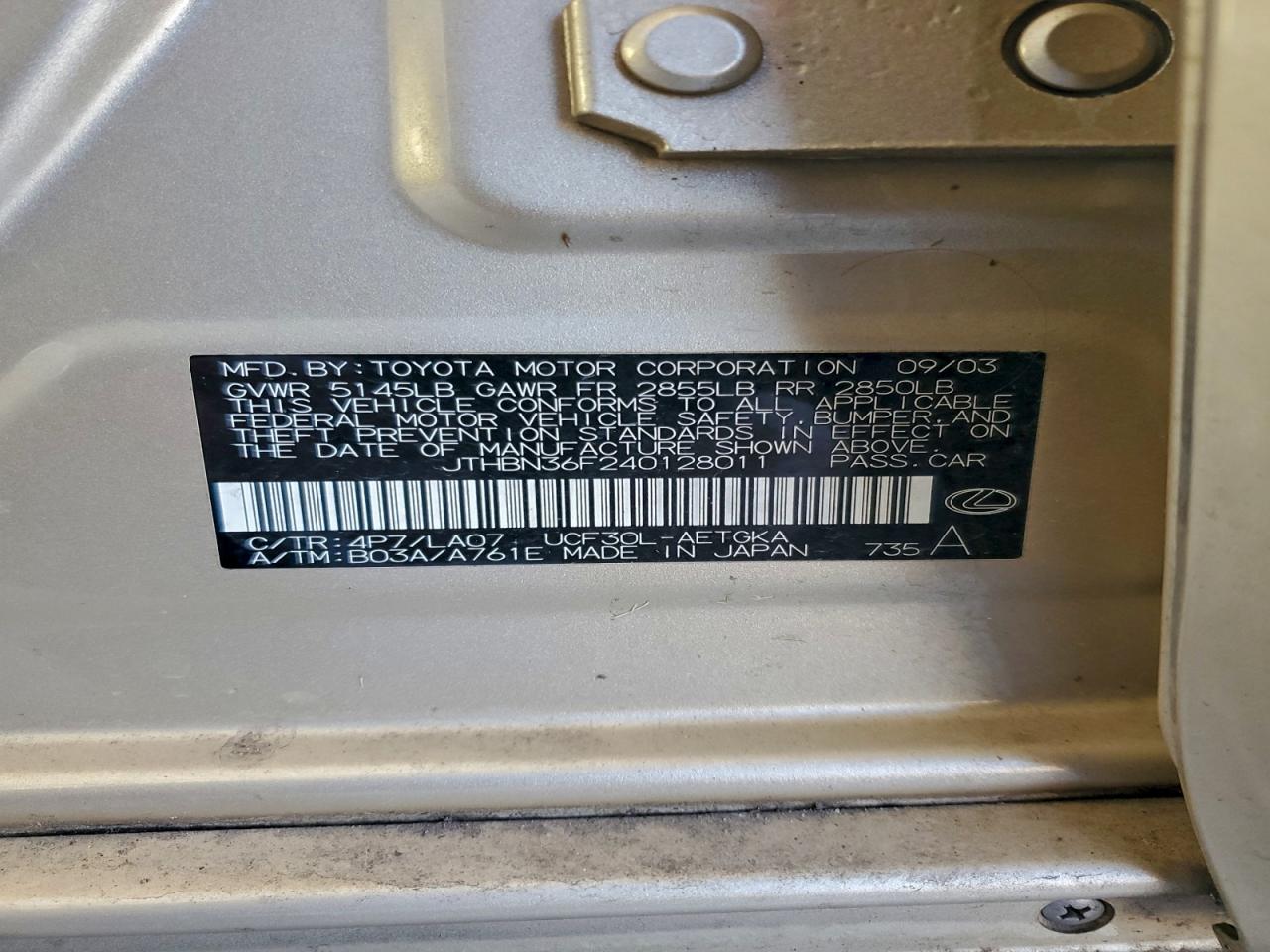 2004 LEXUS LS 430 photo 12