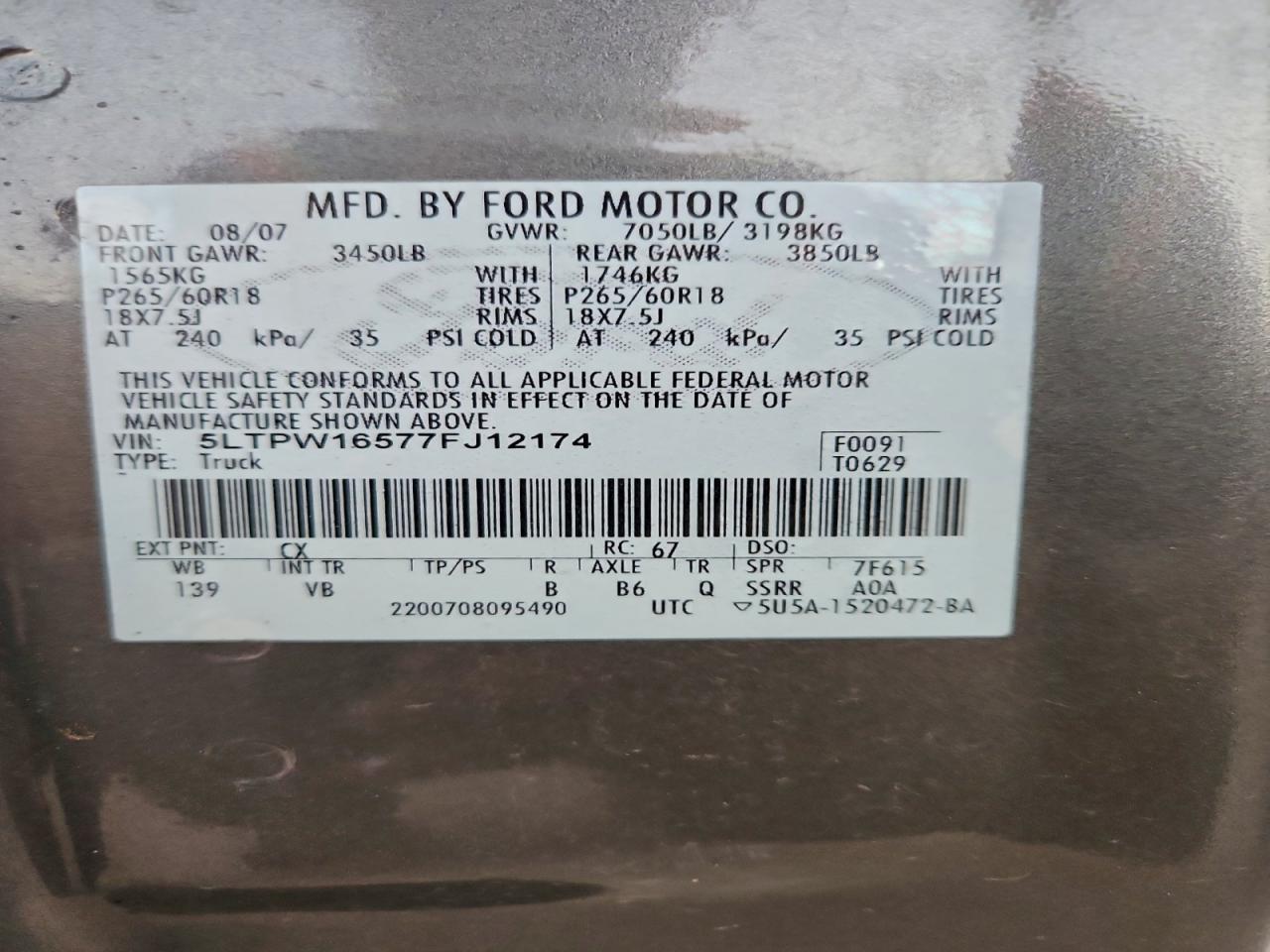 2007 LINCOLN MARK LT photo 12
