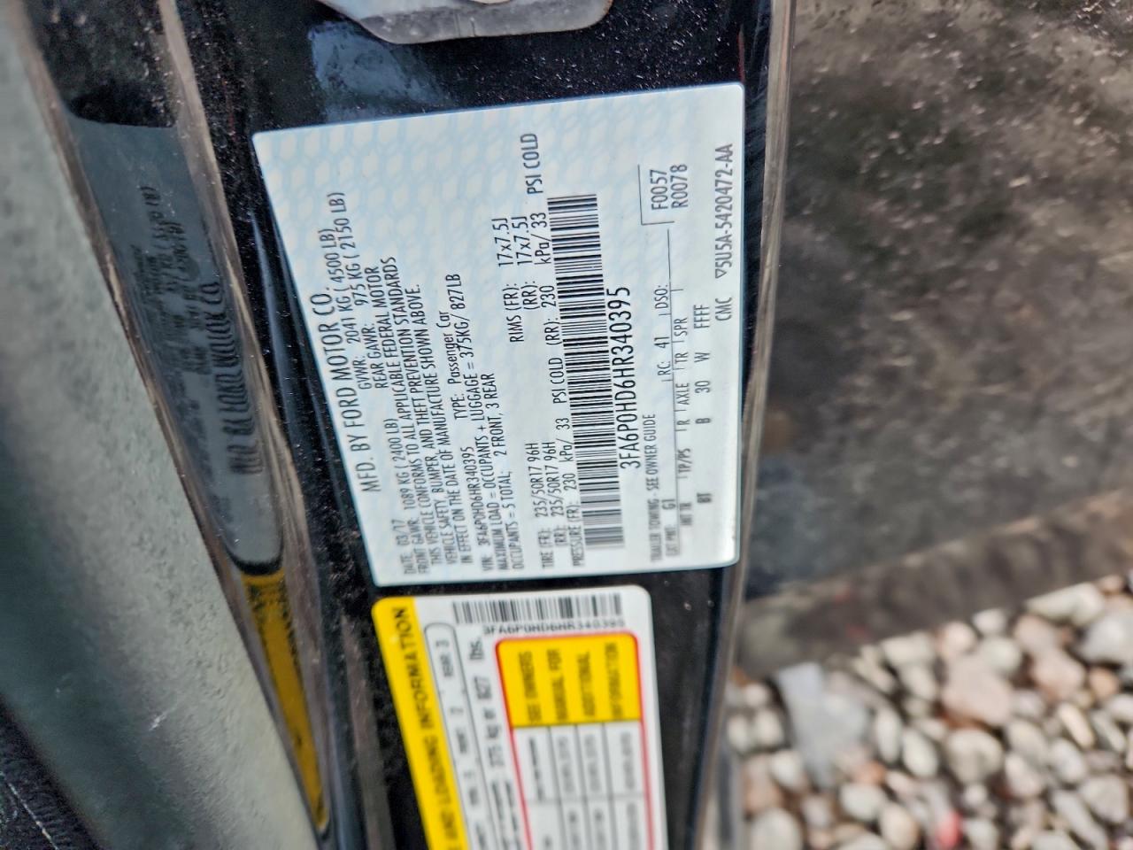 2017 FORD FUSION SE photo 34