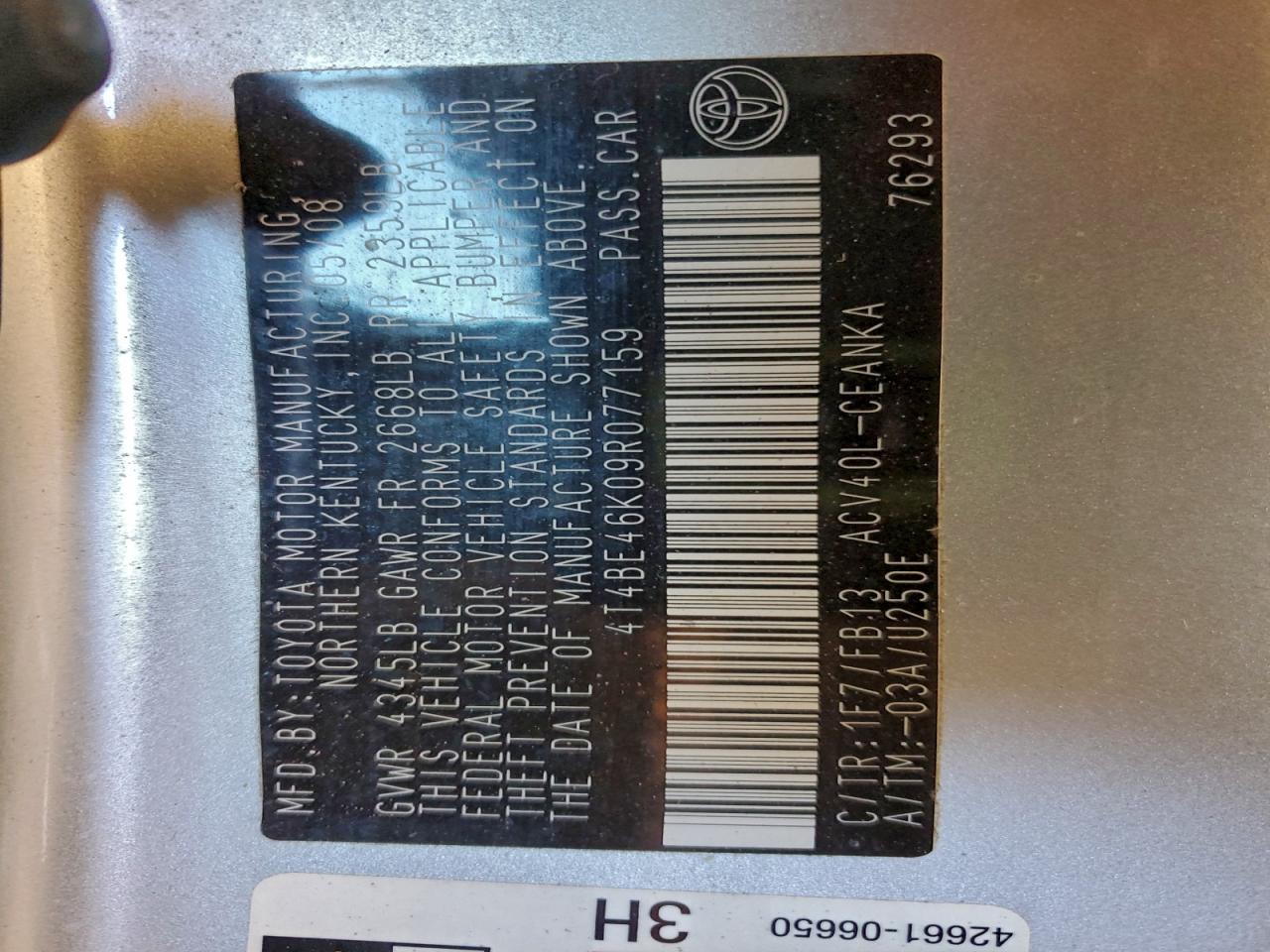 2009 TOYOTA CAMRY BASE photo 34