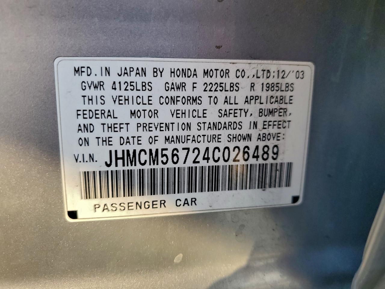 2004 HONDA ACCORD EX photo 12