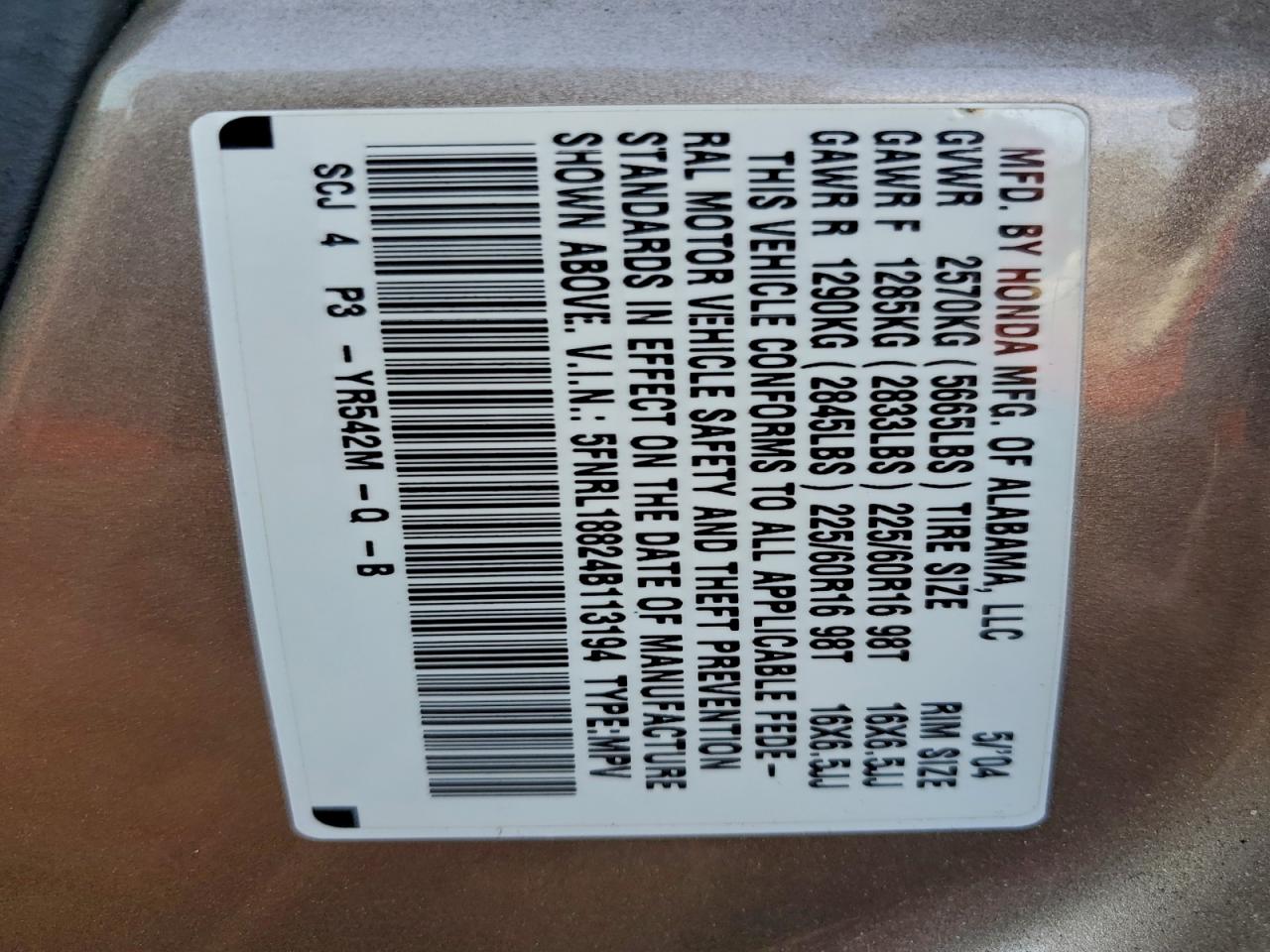 2004 HONDA ODYSSEY EX photo 13