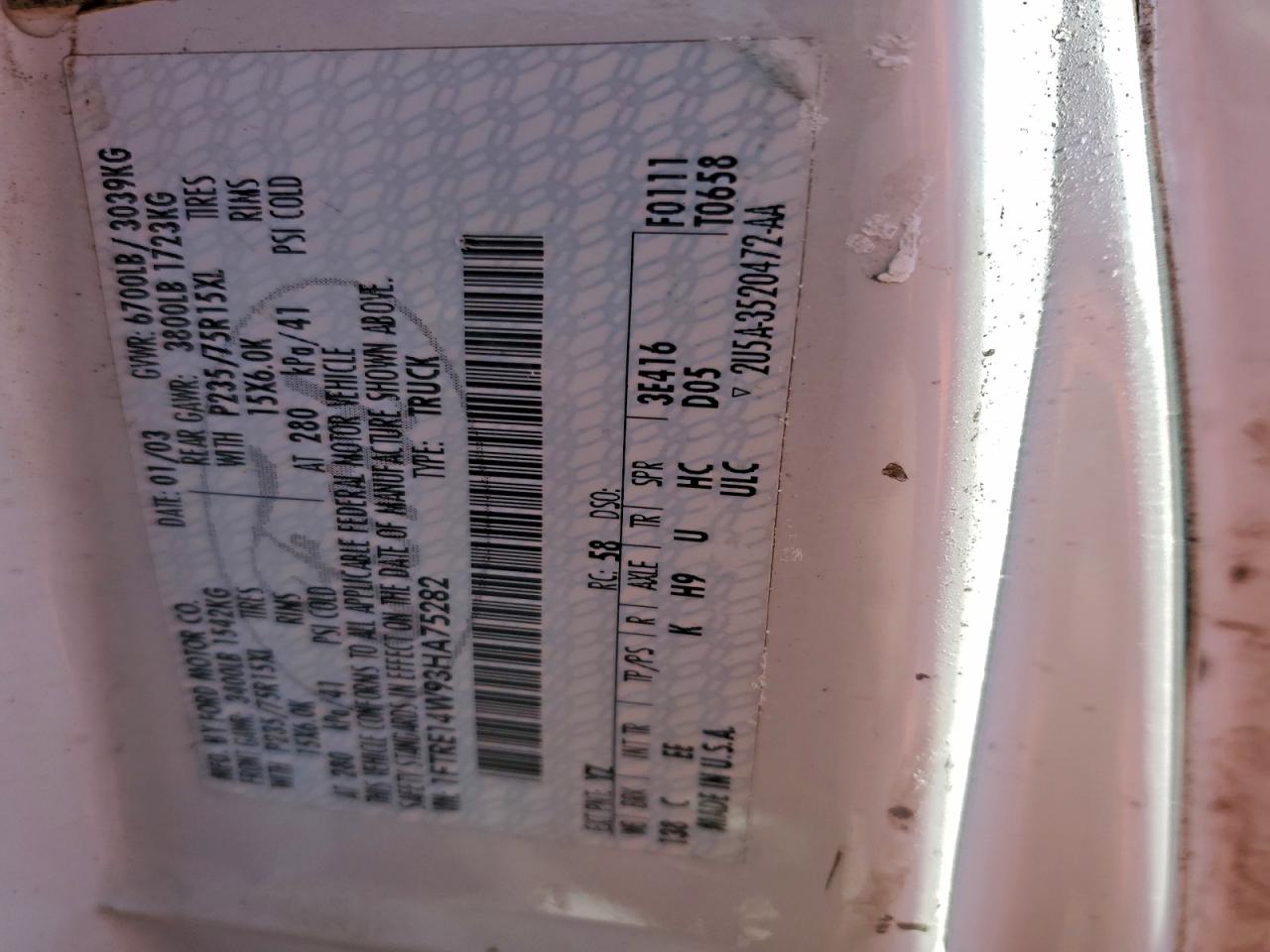 2003 FORD ECONOLINE E150 VAN photo 13