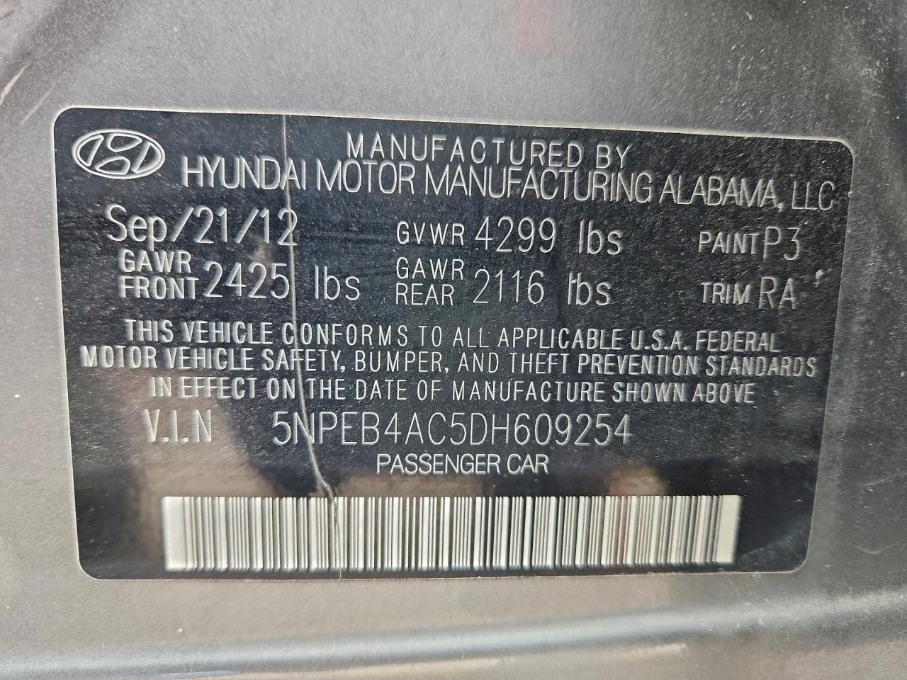 2013 HYUNDAI SONATA GLS photo 13