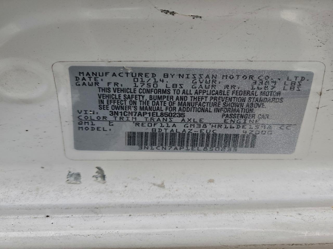 2014 NISSAN VERSA S photo 12
