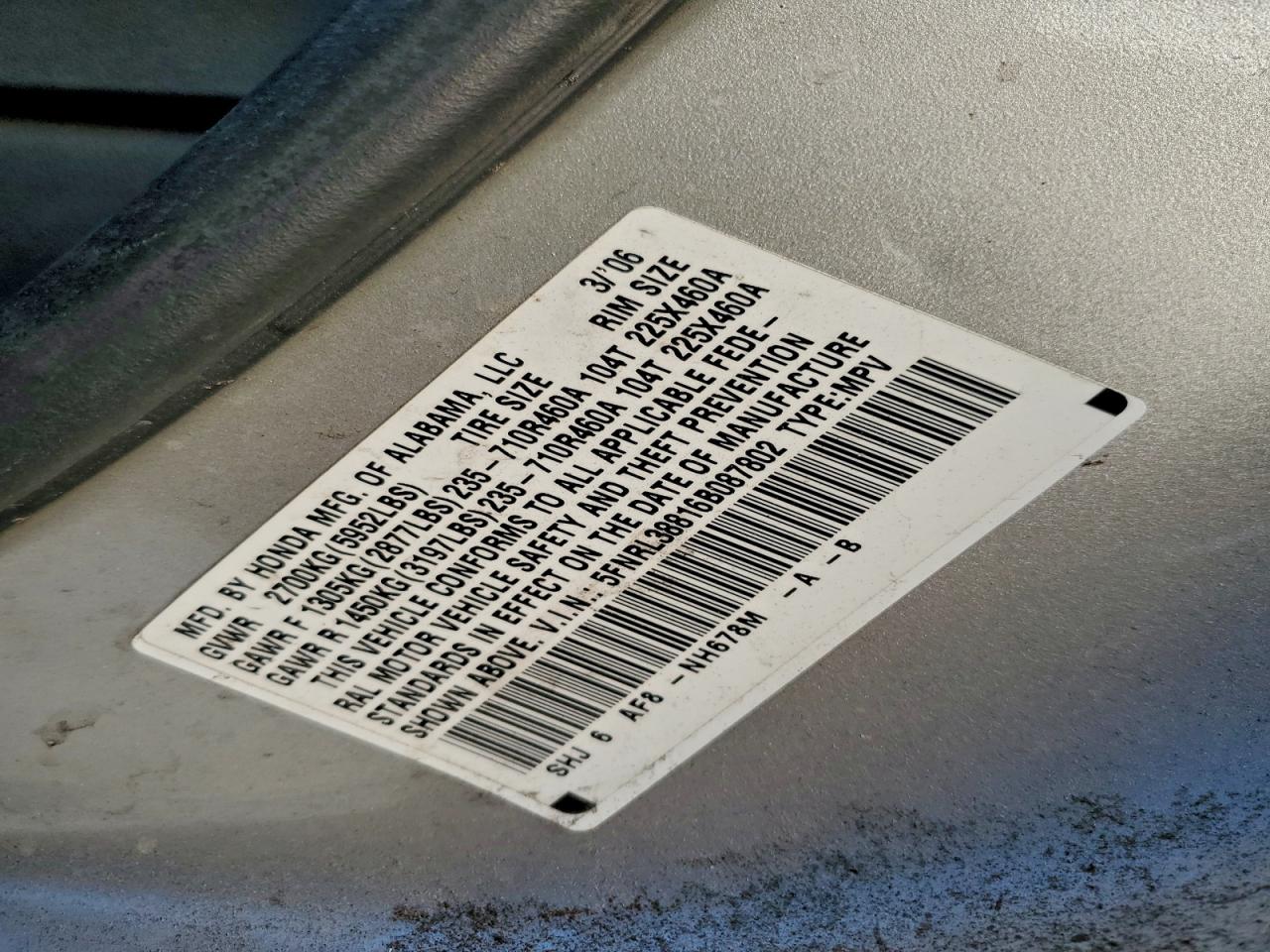 2006 HONDA ODYSSEY TOURING photo 14