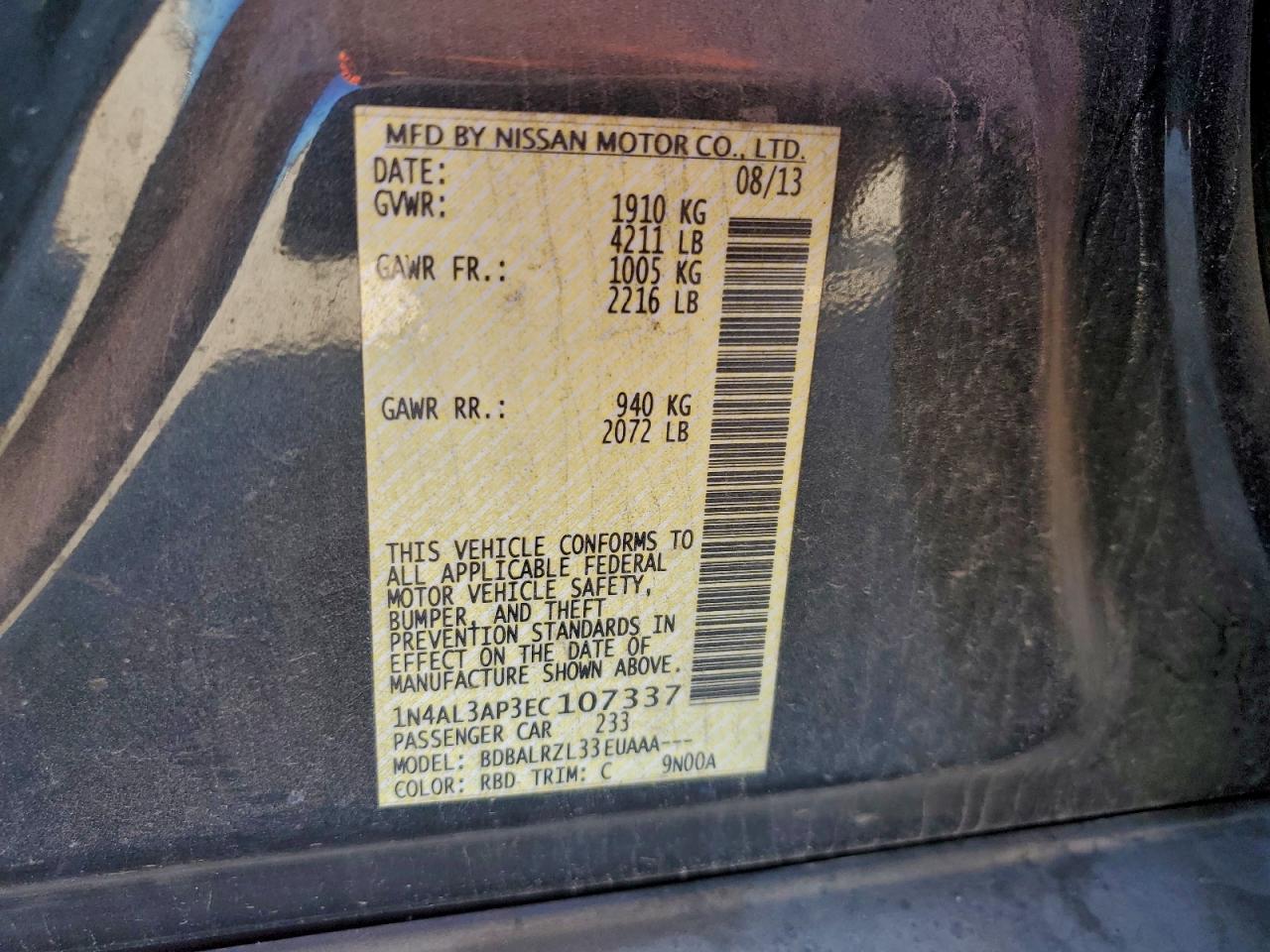 2014 NISSAN ALTIMA 2.5 photo 12