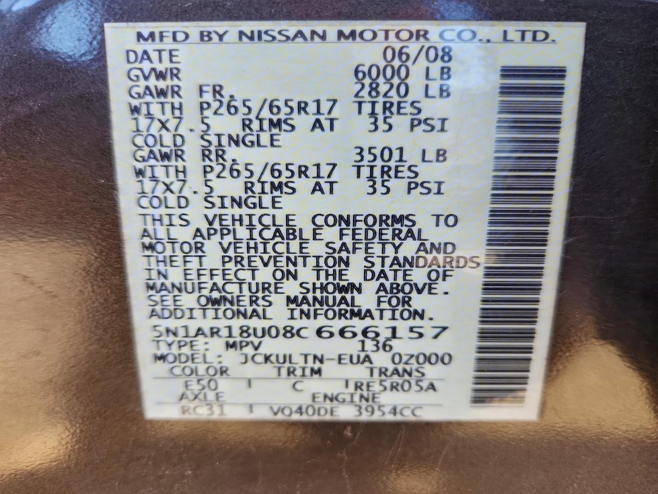 2008 NISSAN PATHFINDER S photo 14