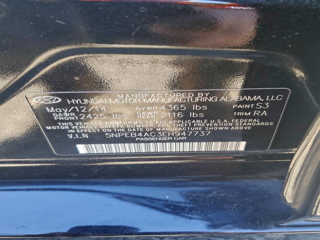 2014 HYUNDAI SONATA GLS photo 12