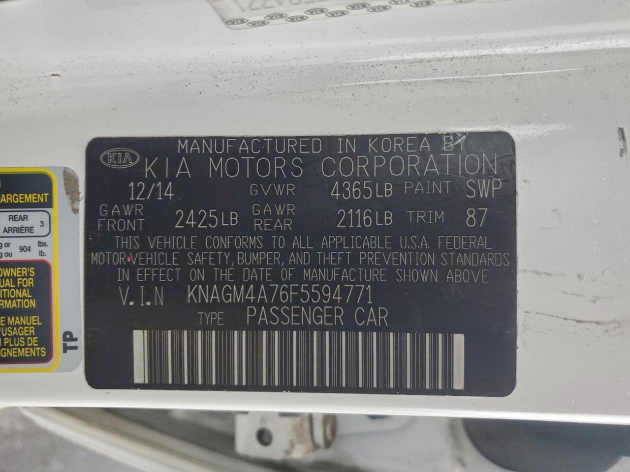 2015 KIA OPTIMA LX photo 12