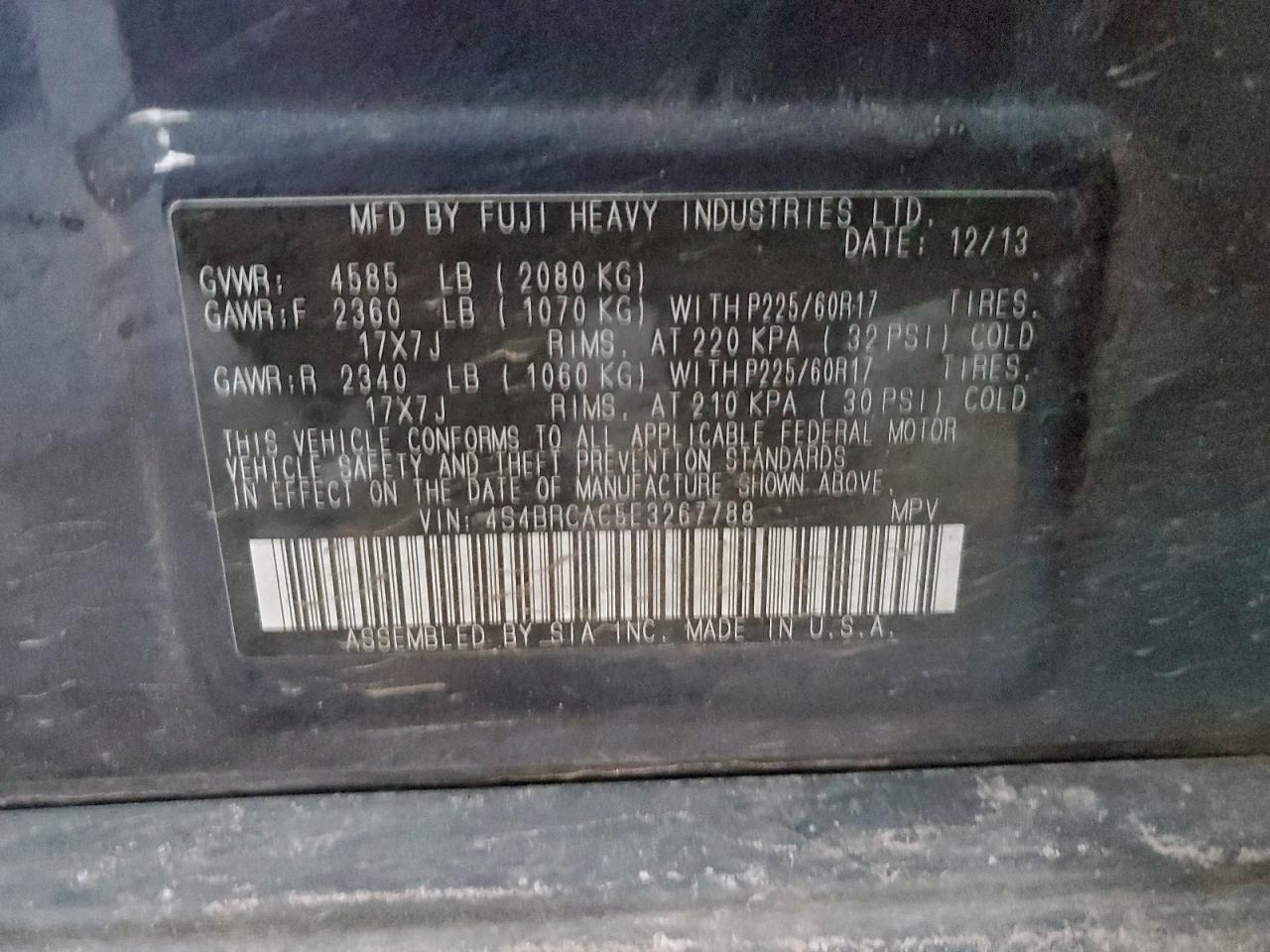 2014 SUBARU OUTBACK 2.5I photo 13