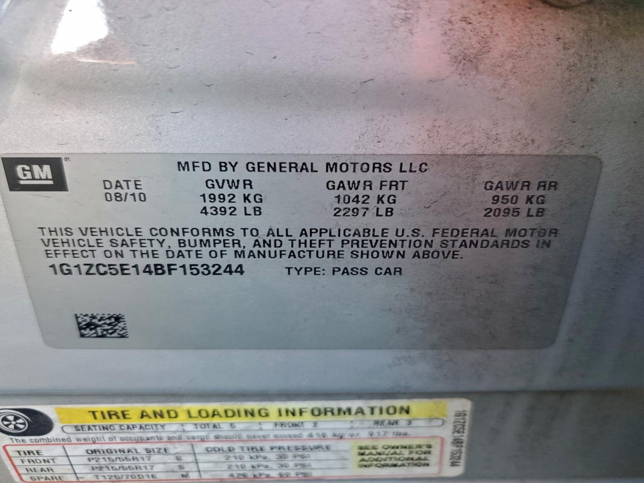 2011 CHEVROLET MALIBU 1LT photo 12