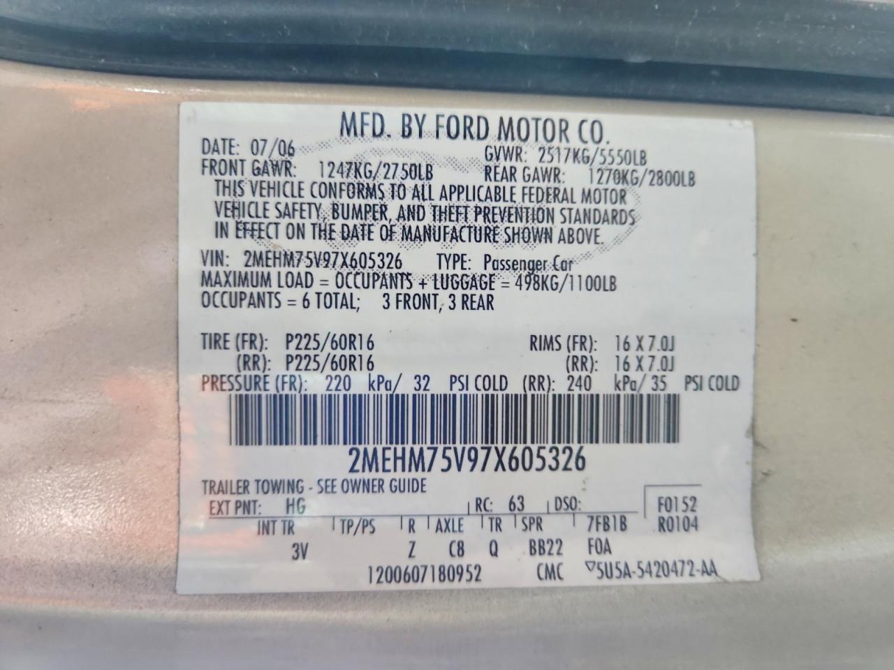 2007 MERCURY GRAND MARQUIS LS photo 12