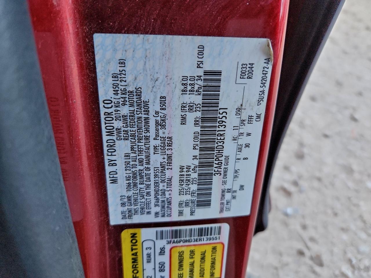 2014 FORD FUSION SE photo 12