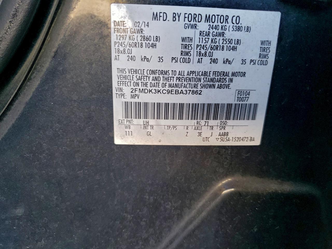 2014 FORD EDGE LIMITED photo 13