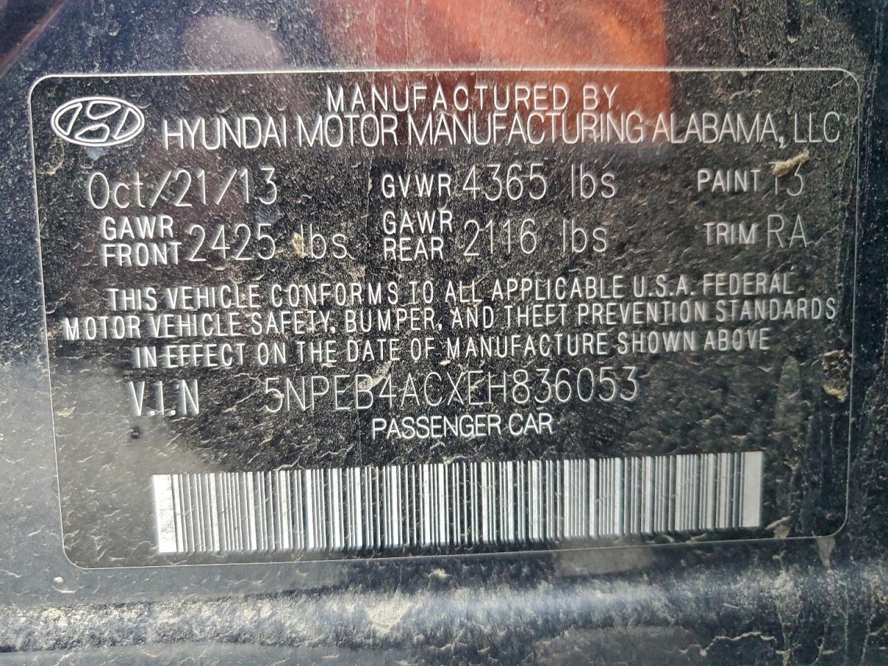 2014 HYUNDAI SONATA GLS photo 25