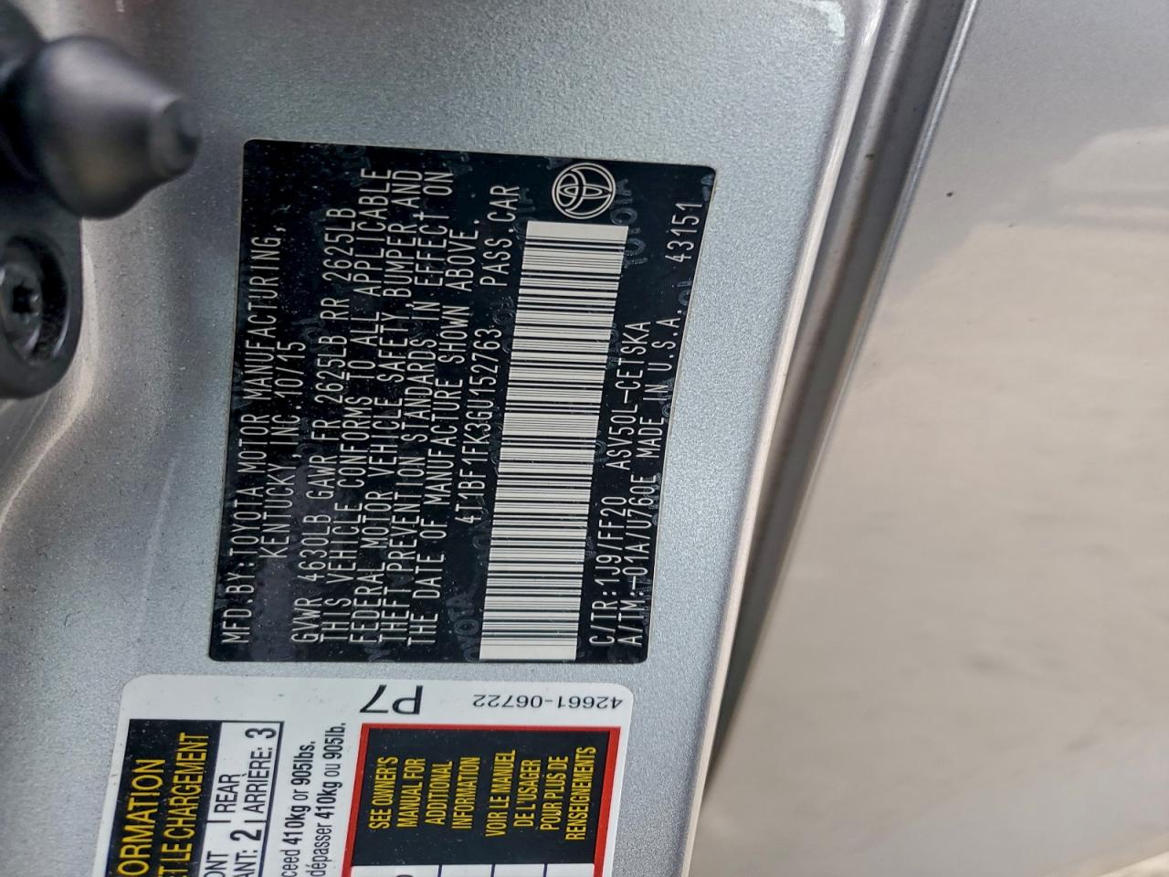 2016 TOYOTA CAMRY LE photo 12