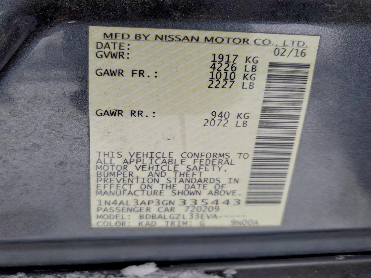 2016 NISSAN ALTIMA 2.5 photo 34