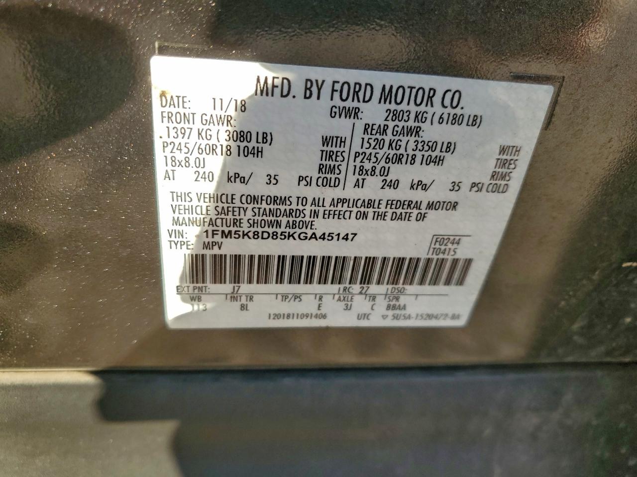 2019 FORD EXPLORER XLT photo 13