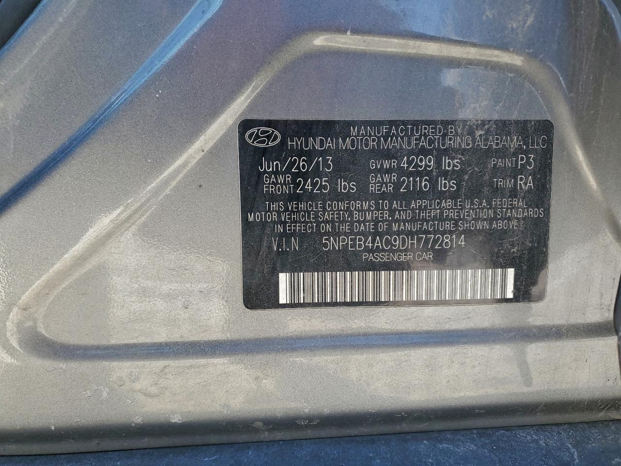 2013 HYUNDAI SONATA GLS photo 12