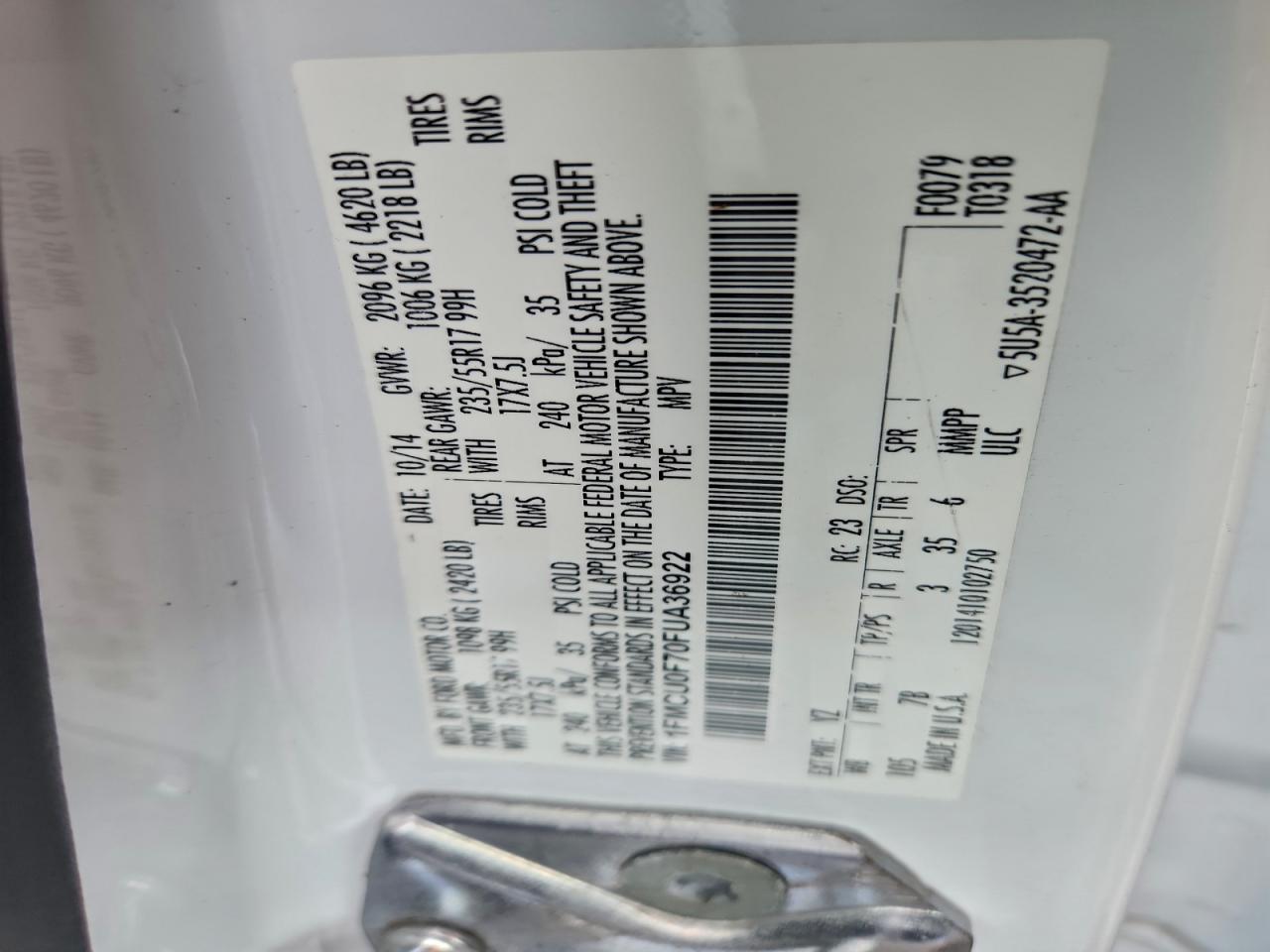 2015 FORD ESCAPE S photo 37