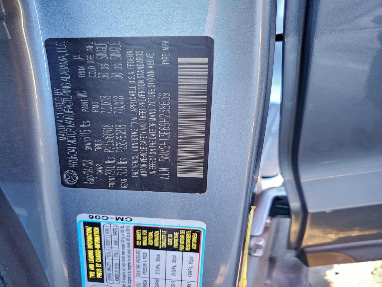 2009 HYUNDAI SANTA FE SE photo 13