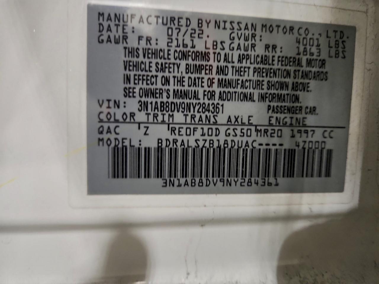2022 NISSAN SENTRA SR photo 34