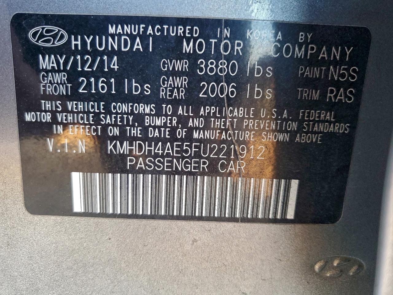 2015 HYUNDAI ELANTRA SE photo 12