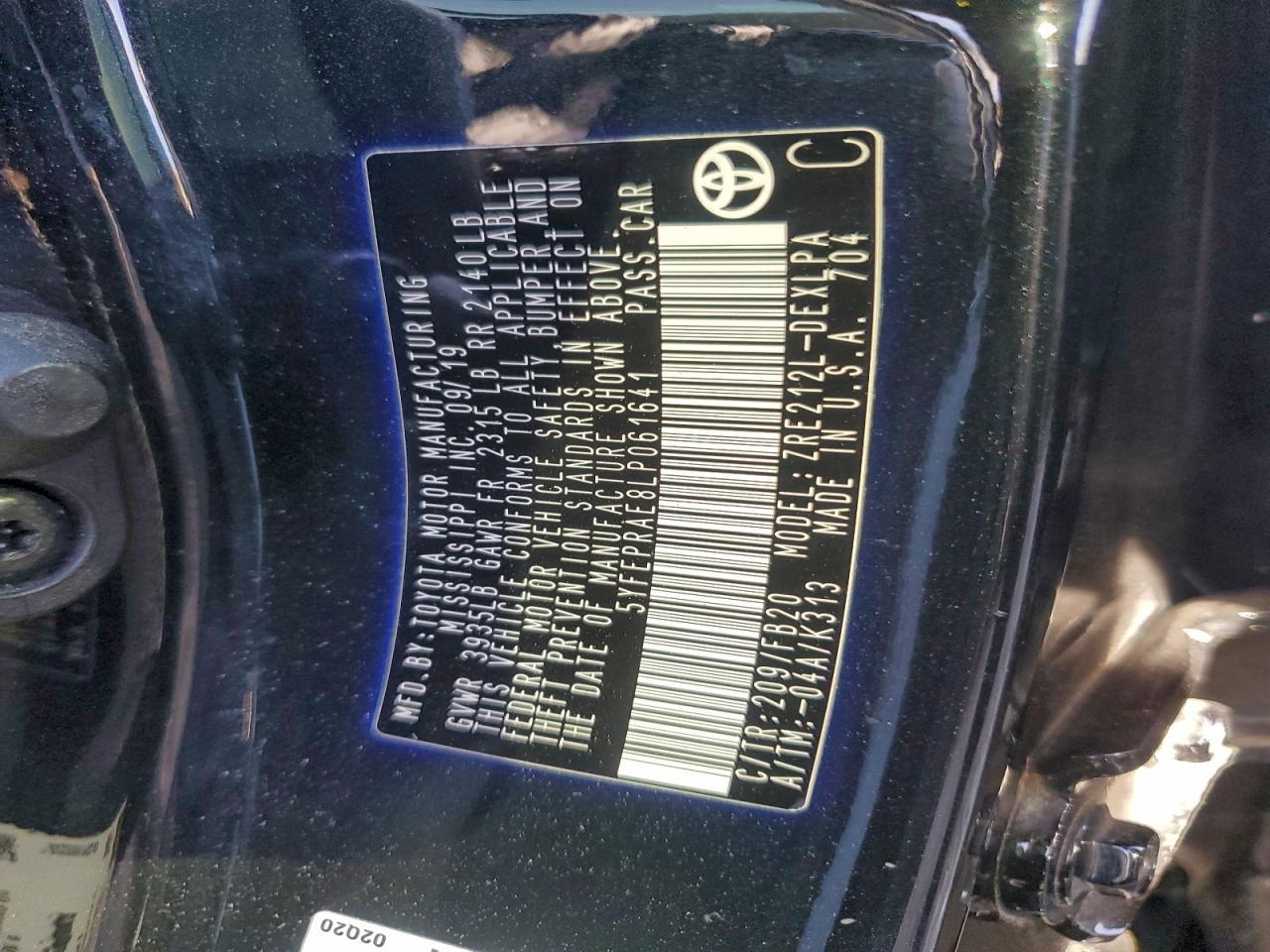 2020 TOYOTA COROLLA LE photo 12