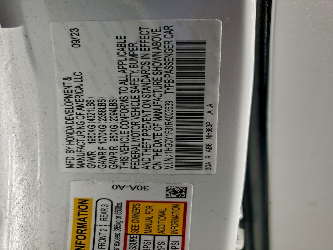 2024 HONDA ACCORD EX photo 12