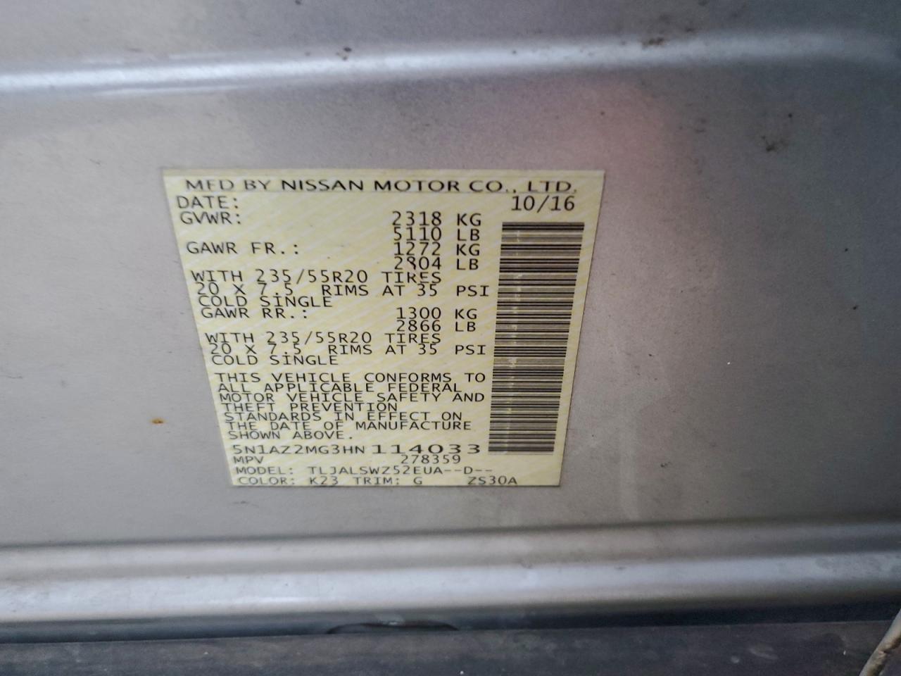 2017 NISSAN MURANO S photo 25