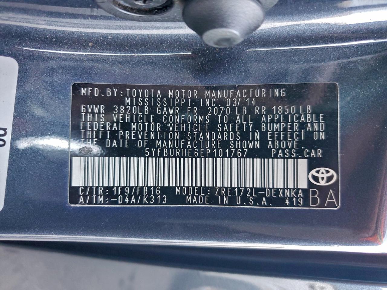 2014 TOYOTA COROLLA L photo 34