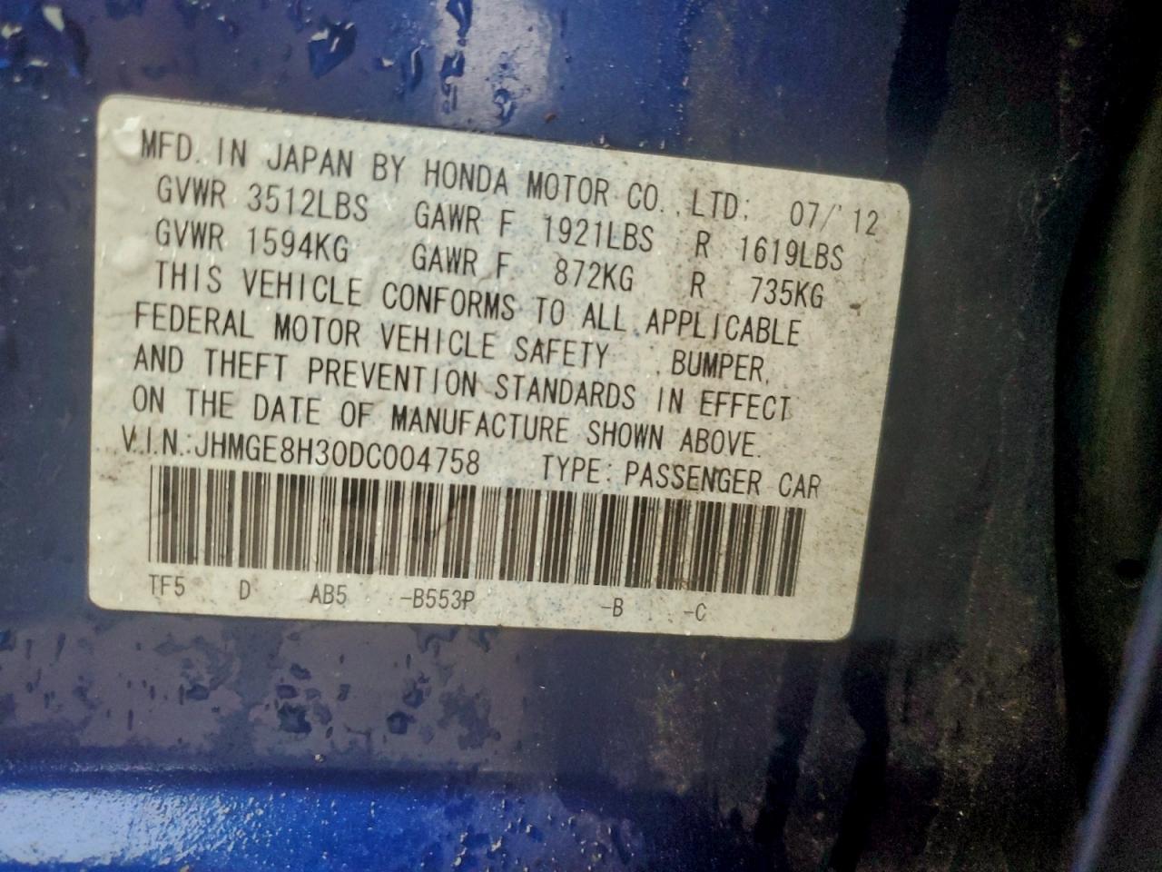 2013 HONDA FIT photo 13