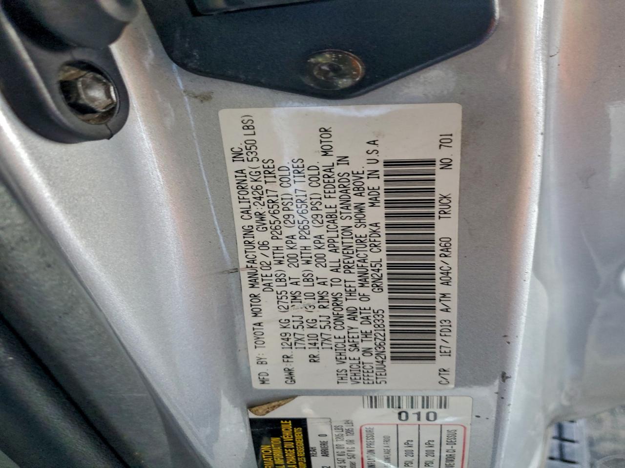 2006 TOYOTA TACOMA ACCESS CAB photo 12