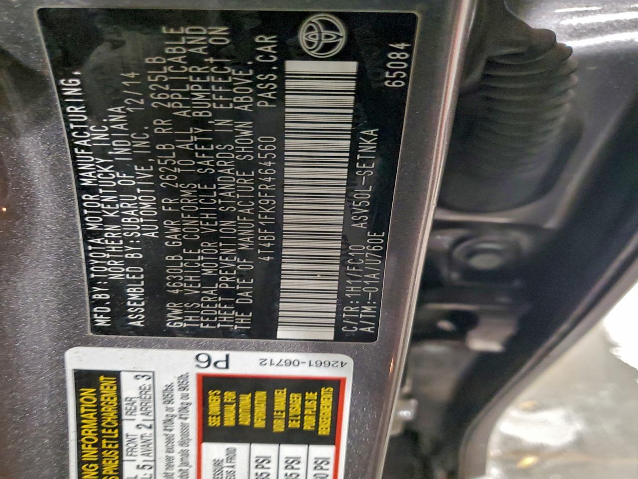 2015 TOYOTA CAMRY LE photo 12