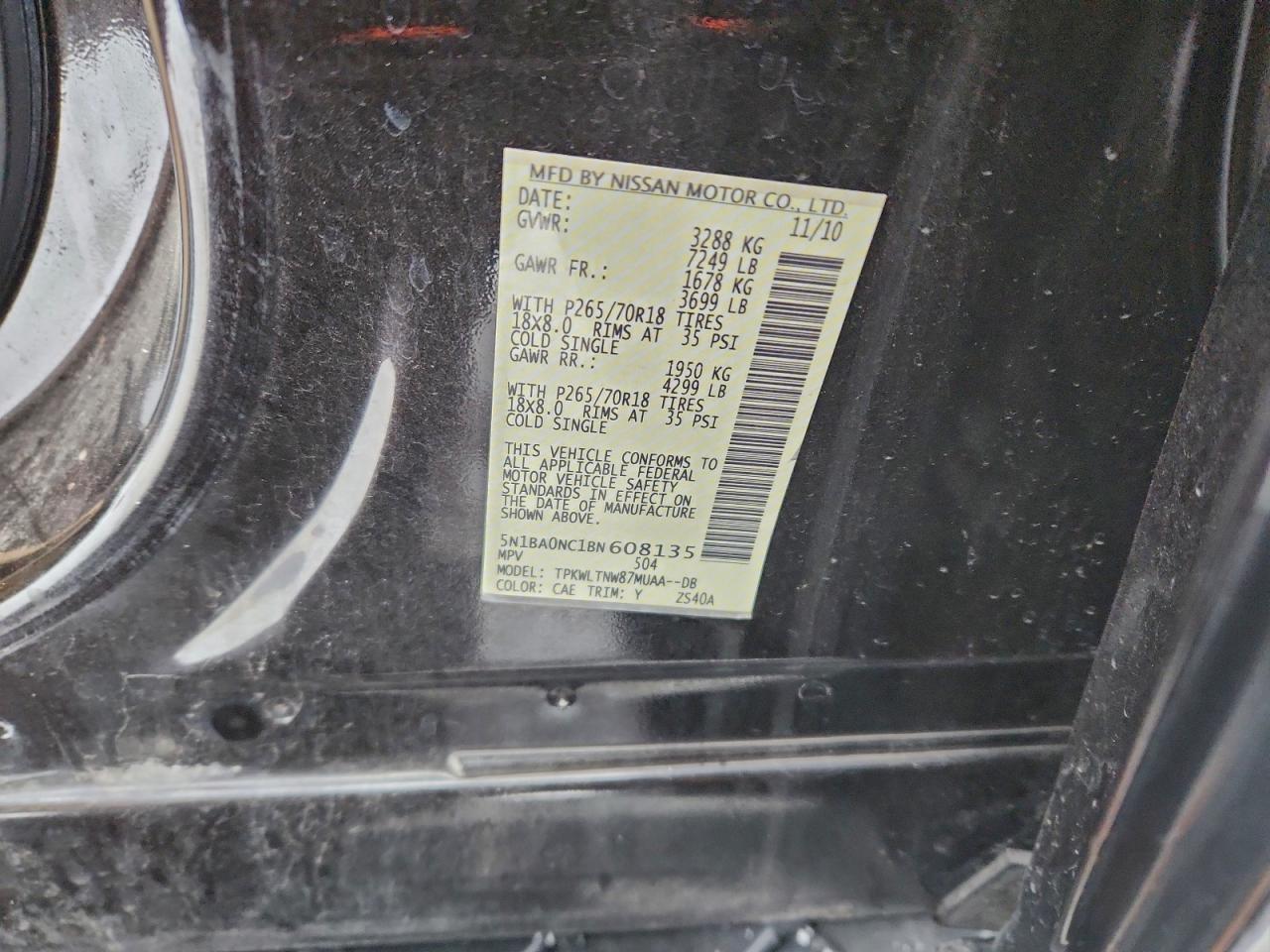 2011 NISSAN ARMADA SV photo 13
