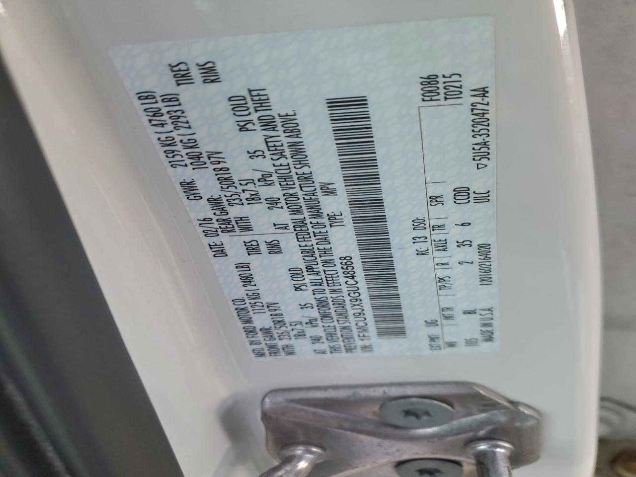 2016 FORD ESCAPE TITANIUM photo 13