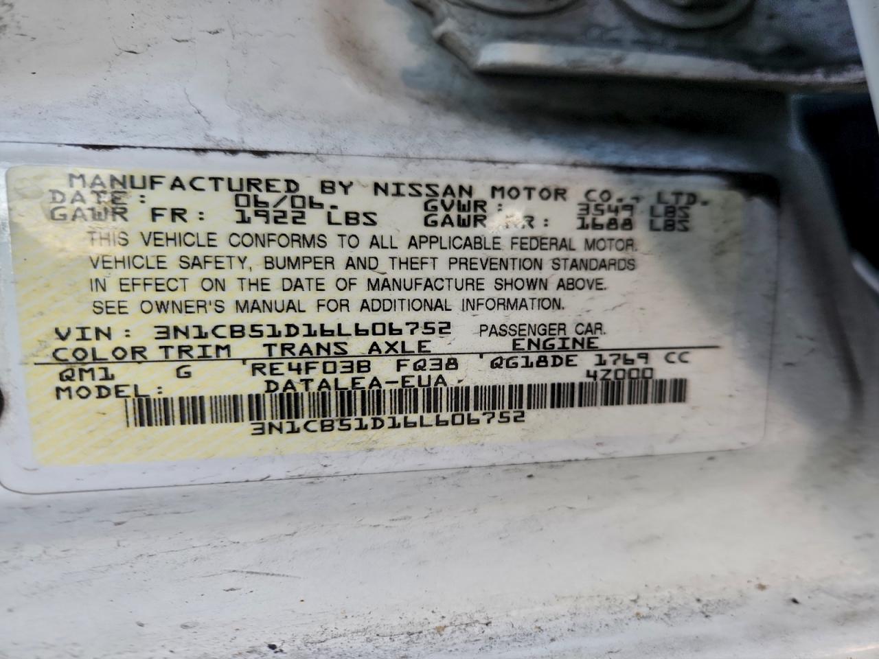 2006 NISSAN SENTRA 1.8 photo 12