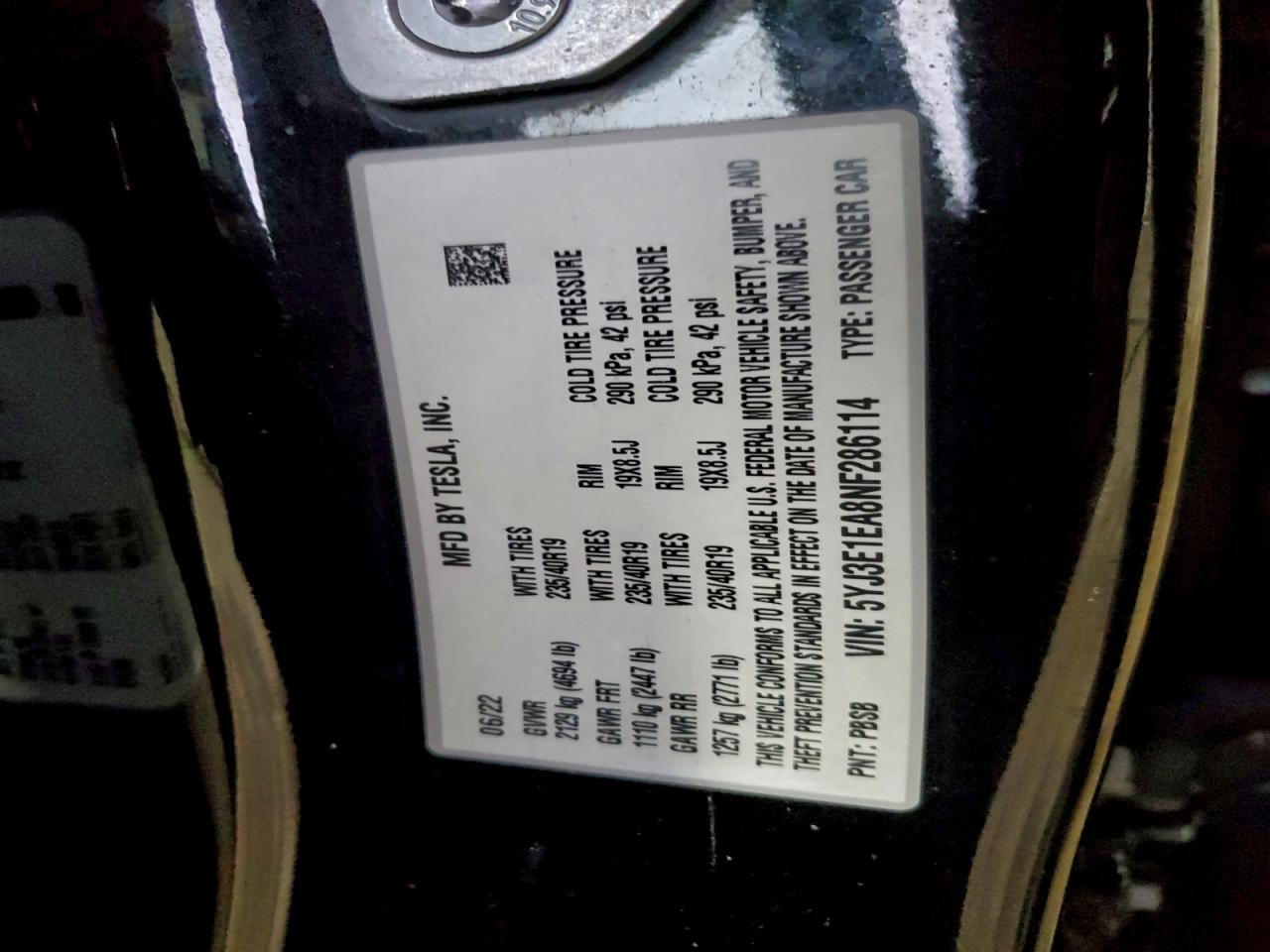 2022 TESLA MODEL 3 photo 23