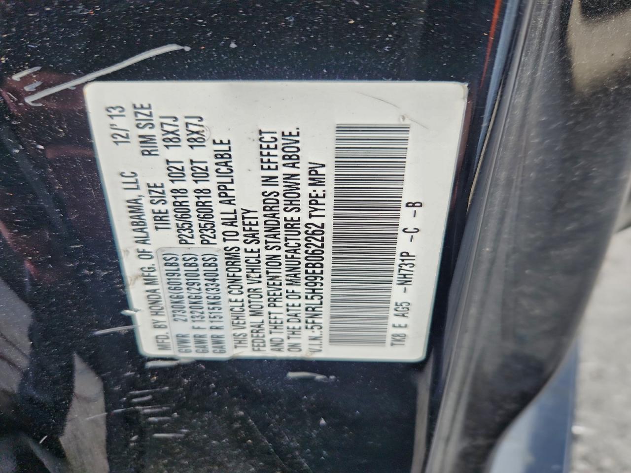 2014 HONDA ODYSSEY TOURING photo 14