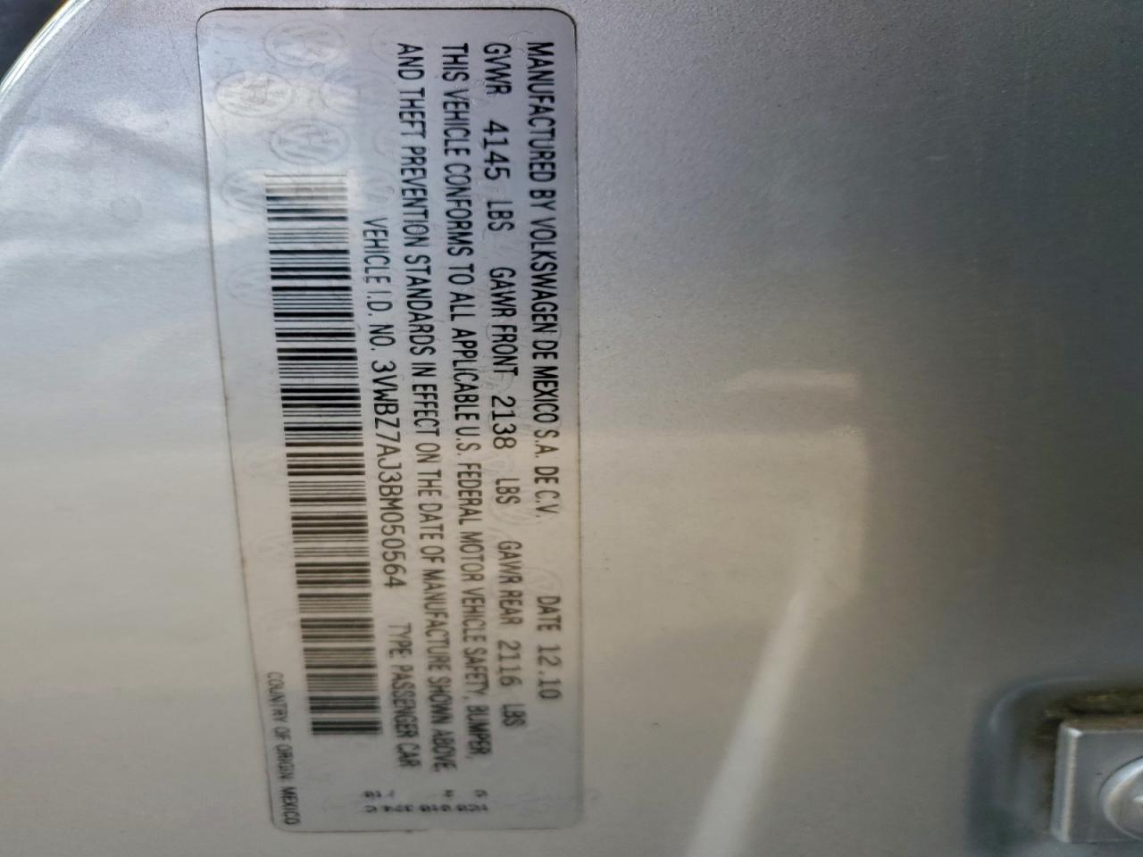 2011 VOLKSWAGEN JETTA SE photo 12