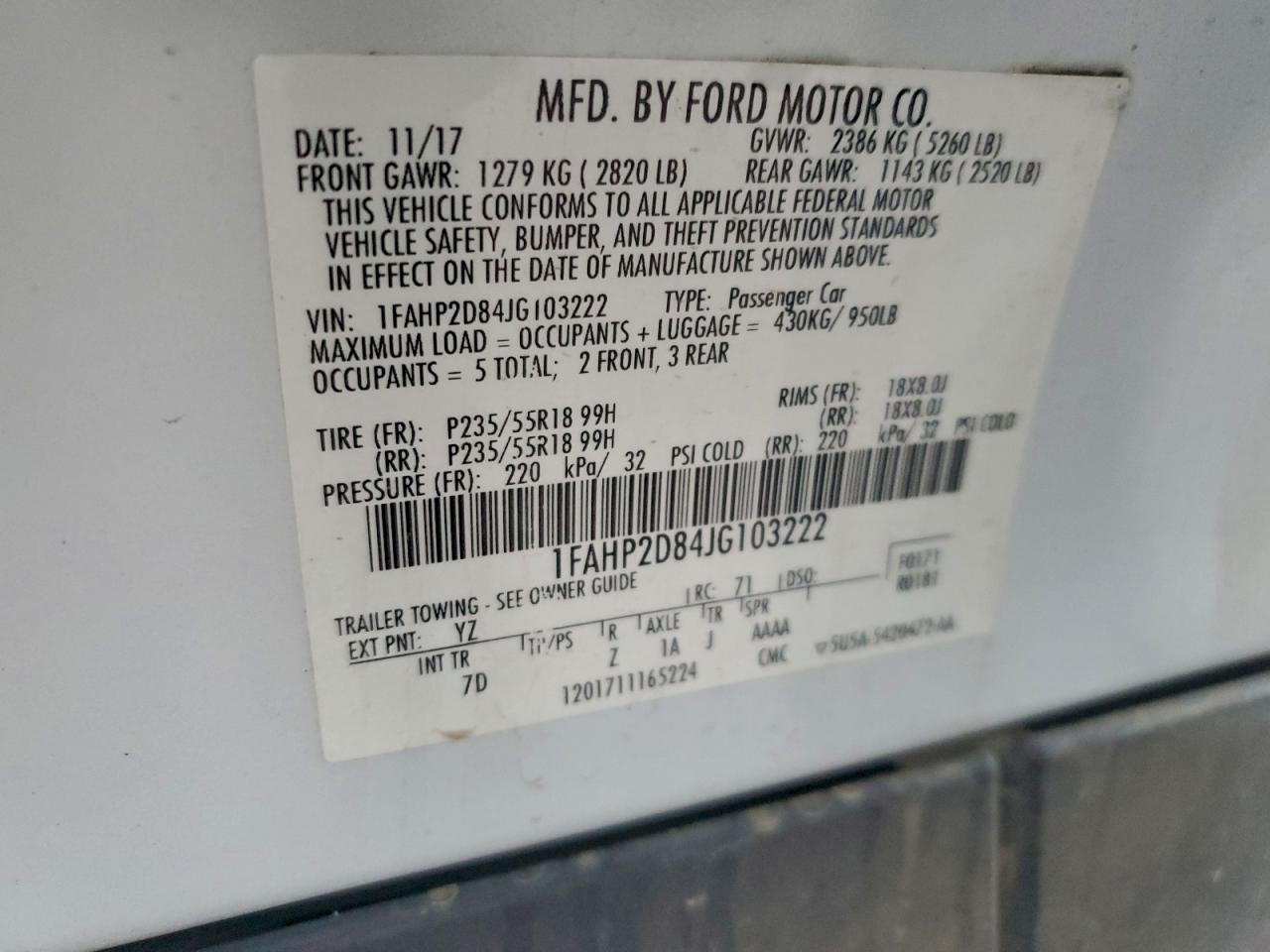 2018 FORD TAURUS SE photo 12