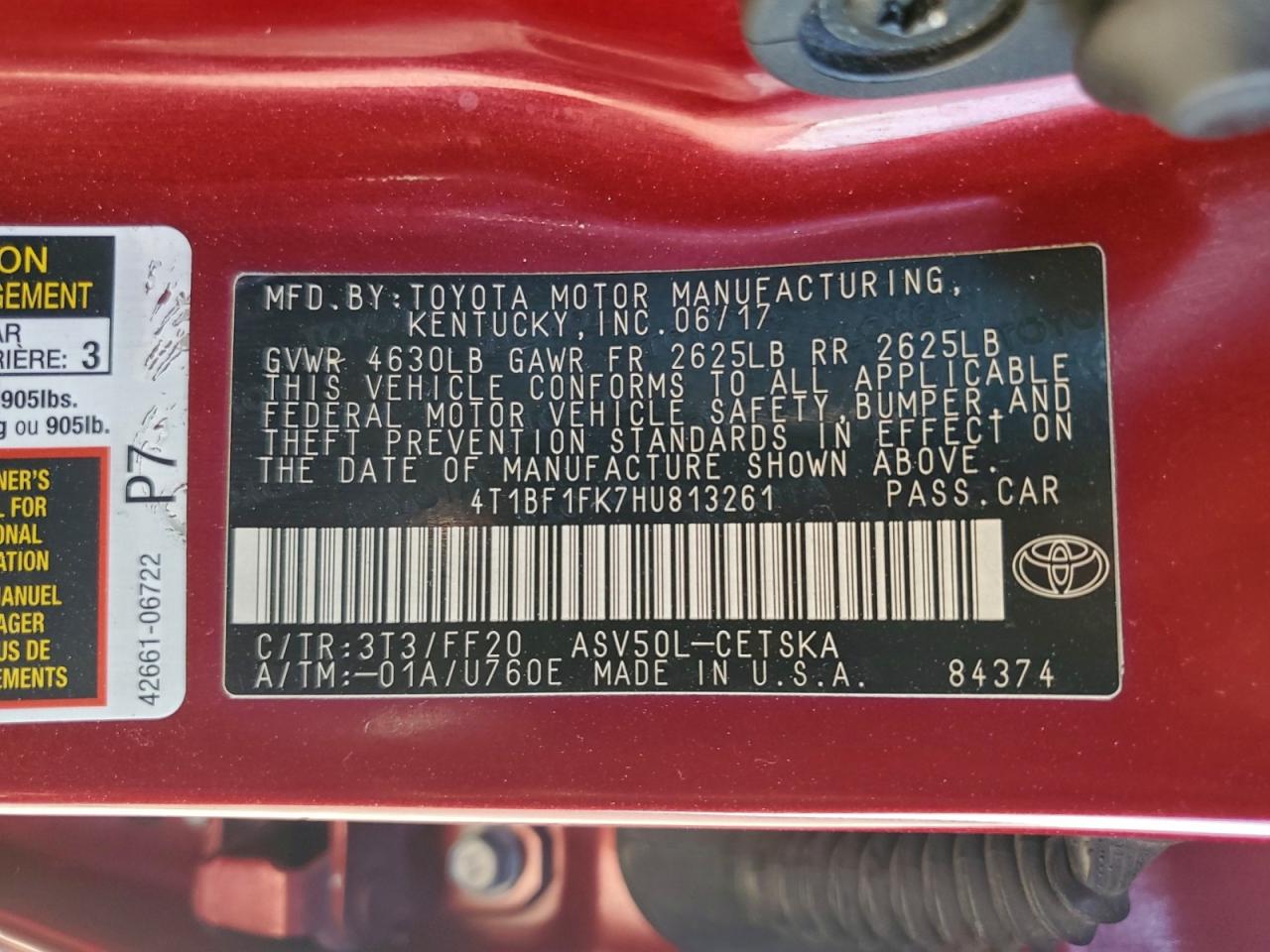 2017 TOYOTA CAMRY LE photo 25