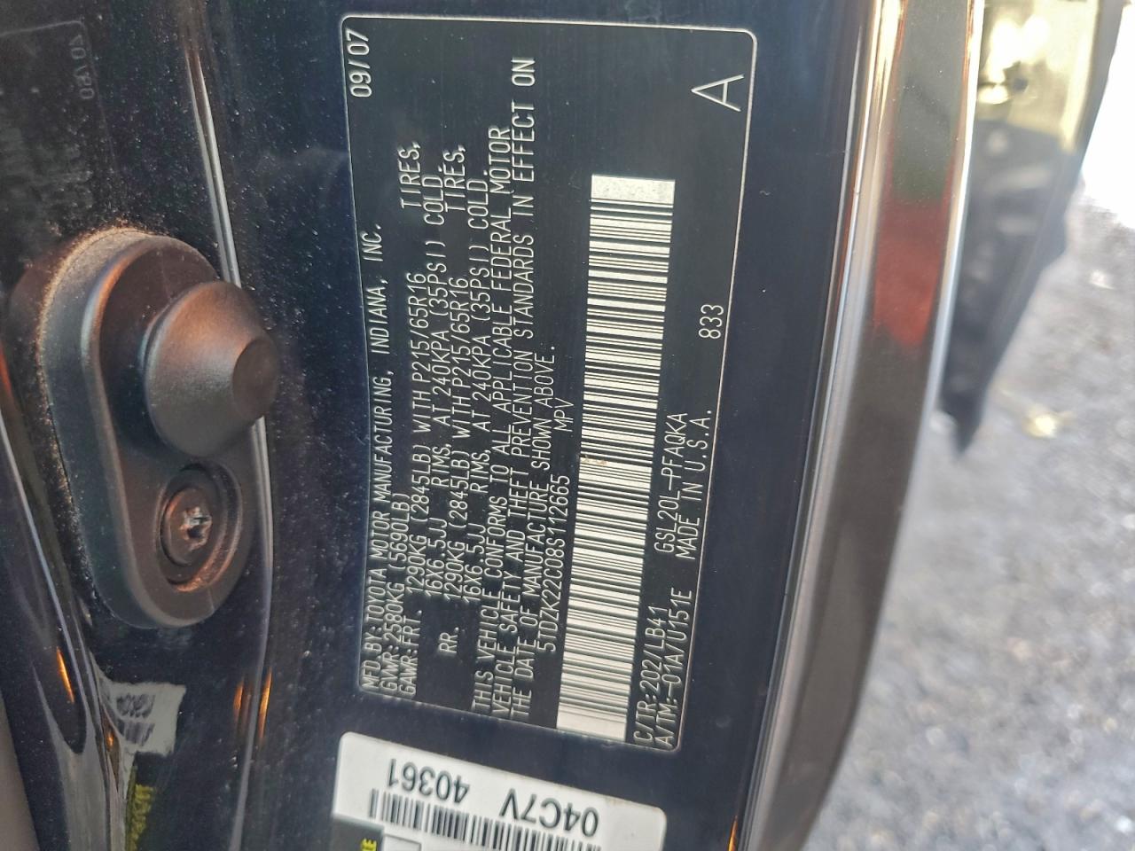 2008 TOYOTA SIENNA XLE photo 37