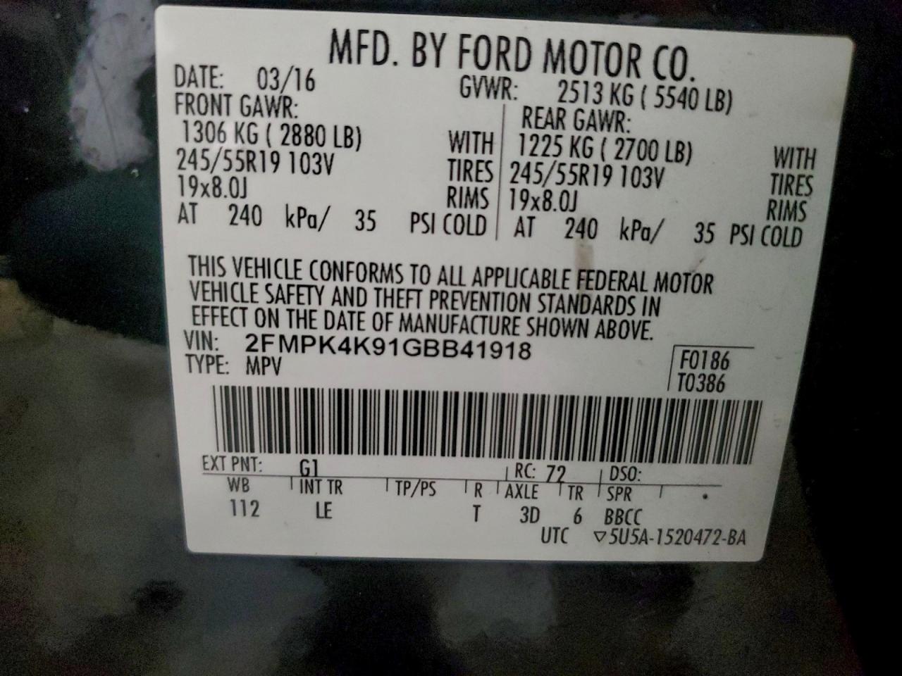 2016 FORD EDGE TITANIUM photo 13