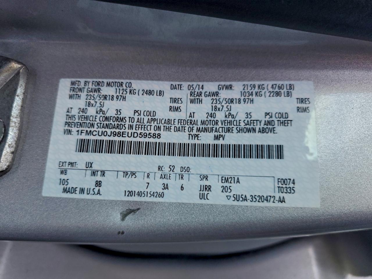 2014 FORD ESCAPE TITANIUM photo 13