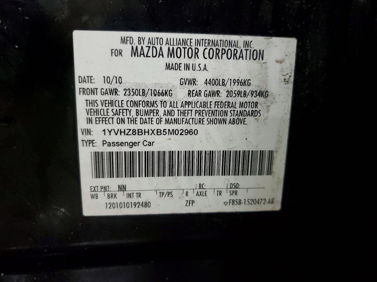 2011 MAZDA 6 I photo 12