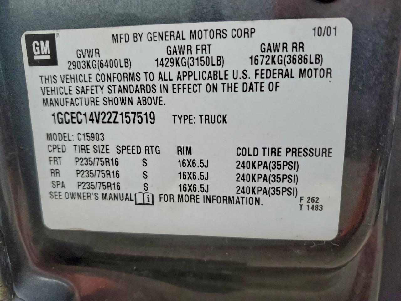 2002 CHEVROLET SILVERADO C1500 photo 25
