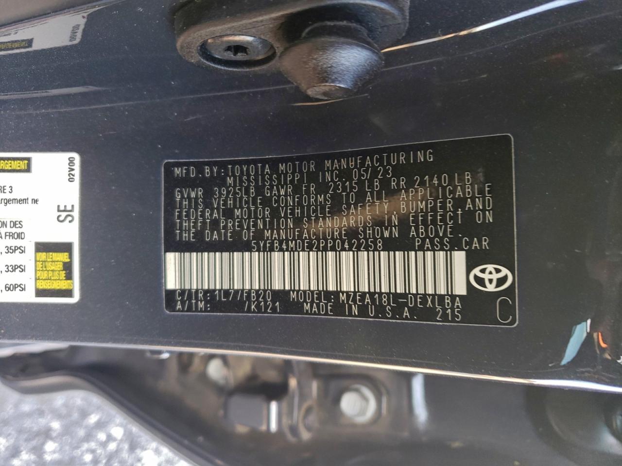 2023 TOYOTA COROLLA LE photo 23
